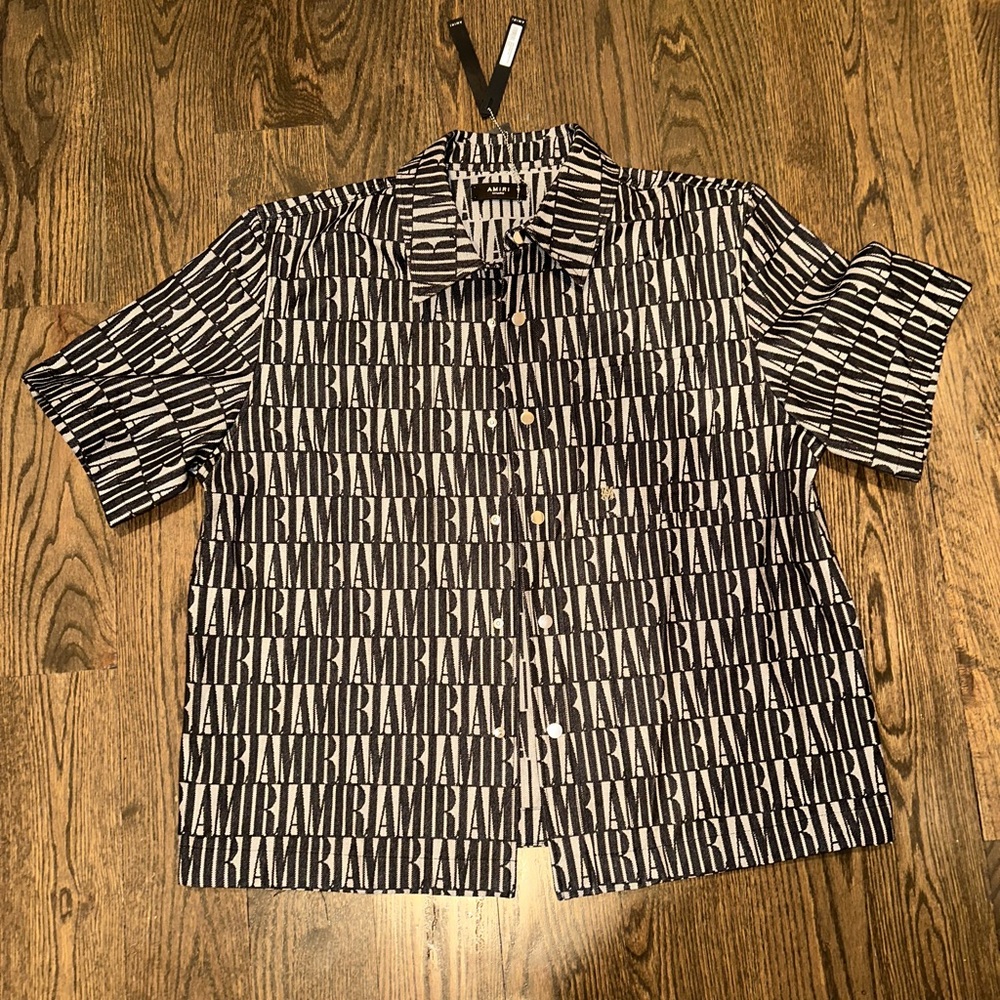 Amiri Jacquard Snap Up Logo Short Sleeve